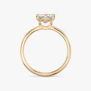 Emerald Cut - Plain Band - 6 Prong Classic Ring - 18 K Gold
